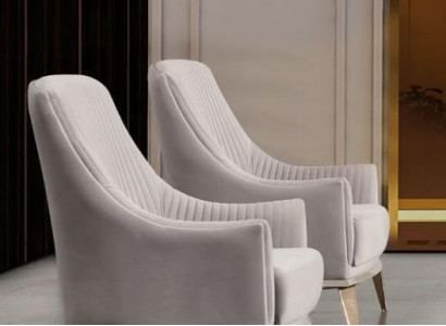 Armchair Group Wing Chair Modern Fabric Seat Polyester 2-Piece Set Gray